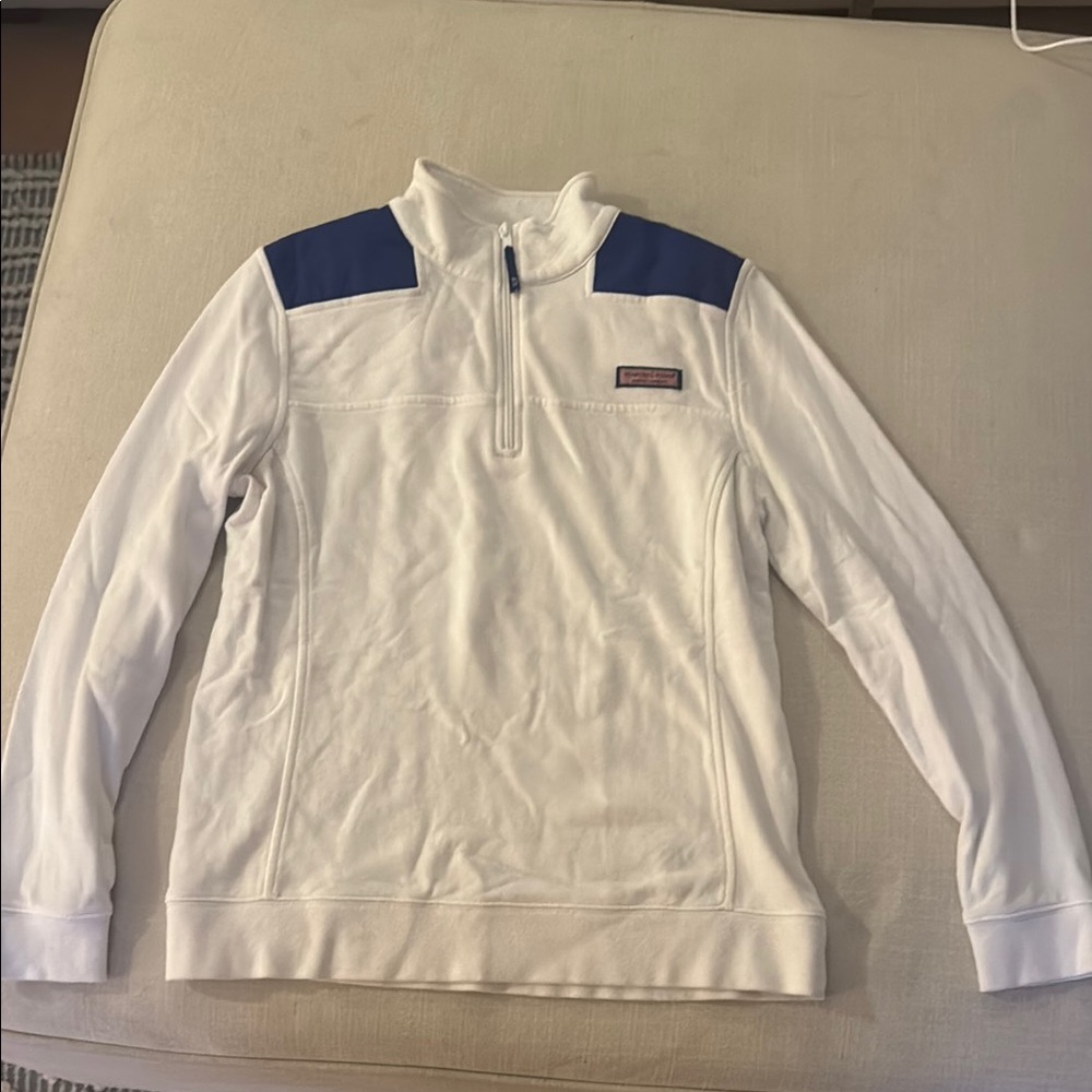 Vineyard Vines White Pullover with Blue Details
